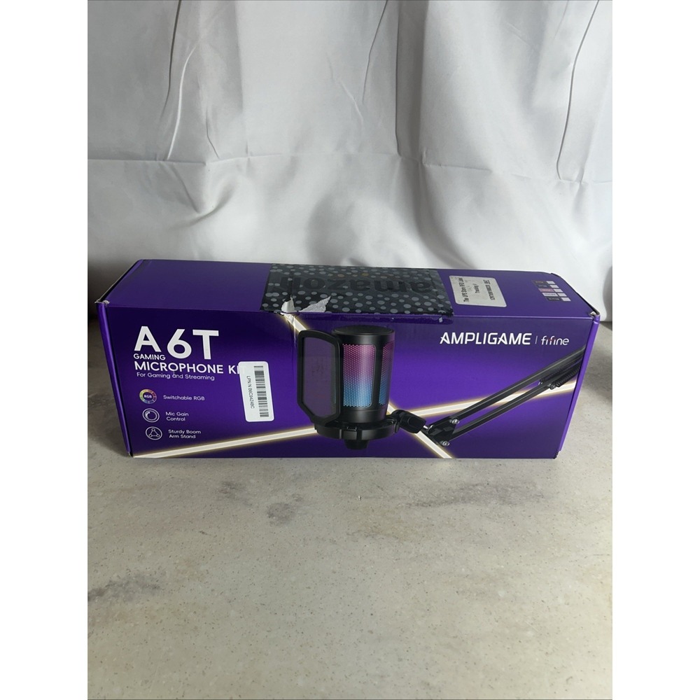 Fifine Ampligame A6T USB RGB Gaming Microphone With Arm and Screen